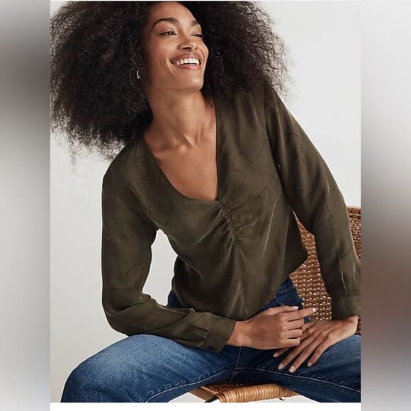 Madewell Brushed Ruched-Front Top - Picture 2 of 7